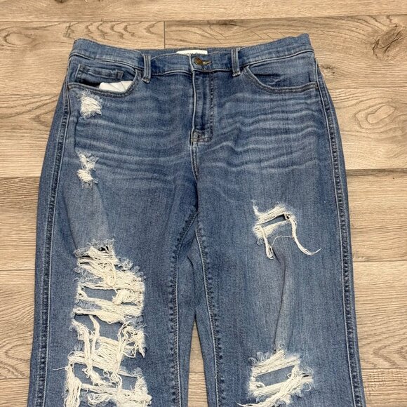 Studio Blue Distressed Ankle Jeans Straight Leg Ripped Up Womens Size 31 Denim - Picture 12 of 14